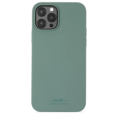Afbeelding van Holdit Siliconen Hoesje iPhone 12/12 Pro (6,1&quot;) 0,8mm Ultra thin Silicone Case Volledige Bescherming en voor de cameralenzen Gripvriendelijk oppervlak Moss Green