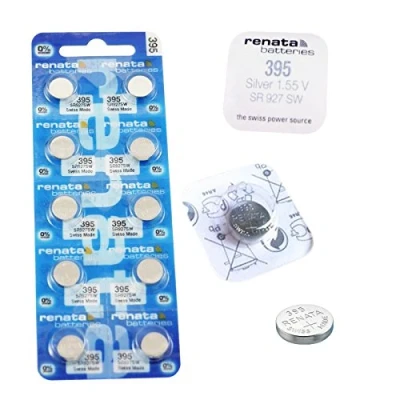 Afbeelding van 10 x echt Renata 395 SR927SW Zwitsers polshorloge met afvoergarnituur, zilveroxide, 1,55 V batterijen onderdeel van het accessoirepalet Crazy4fones