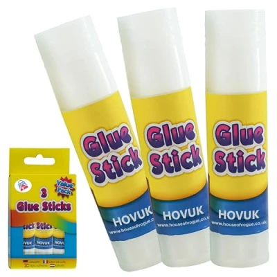 Afbeelding van HOVUK Set van 3 witte lijmstiften met twist actie voor kinderen, wasbare lijmstift school creatief werk de albums drogen een lijm