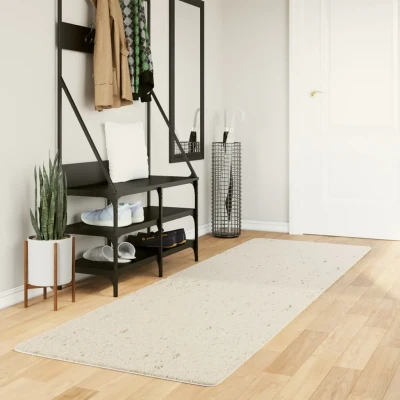 Afbeelding van Vloerkleed shaggy hoogpolig modern 80x250 cm crèmekleurig