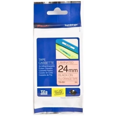 Afbeelding van Brother TZe B51 Tape Zwart op oranje (24 mm)