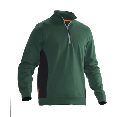 Afbeelding van Jobman 5401 Halfzip Sweatshirt 65540120 Bosgroen/Zwart M