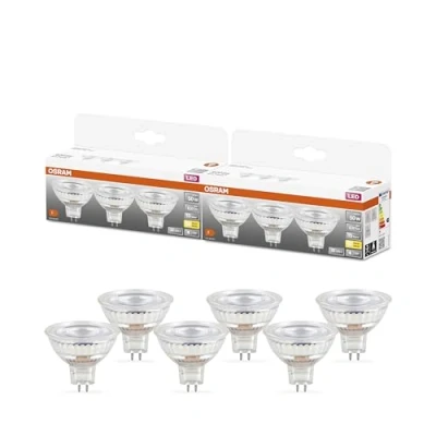 Afbeelding van OSRAM LED SPOT MR16 50 12V reflektorpære, GU5.3 sokkel, 3 pak, 6,5W, 630lm, 2700K, varmt hvidt lys, meget lavt energiforbrug, lang levetid, ingen opvarmningstid