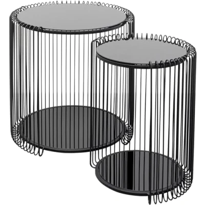 Afbeelding van Kare Bijzettafel Wire Double Black Set van 2