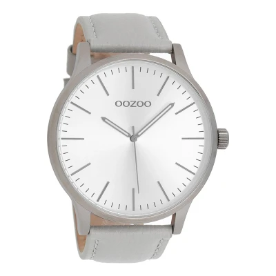 Afbeelding van OOZOO Timepieces Titanium horloge met grijze leren band C8536