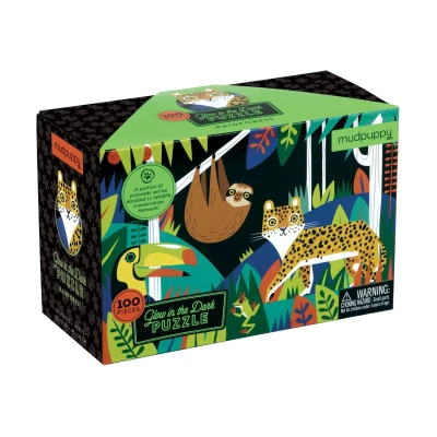 Afbeelding van Mudpuppy Glow in the dark Rainforest / Regenwoud puzzel 100 stukjes