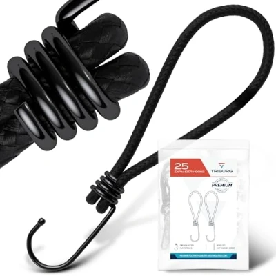 Afbeelding van TRIBURG Expander met haken, 25 stuks, 15 cm, high performance spanrubber universele rubberen spanner haak voor outdoor, huishouden of ladingbeveiliging, zeilspanner haken