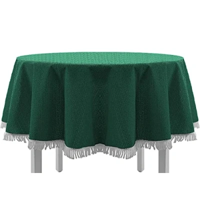 Afbeelding van Exclusiv heimtextil Classic tafelkleed met franjes, voor tuintafel, rond/ovaal/rechthoekig, 160 cm, rond, groen