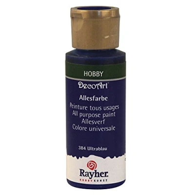 Afbeelding van Rayher Acrylverf, ultrablauw, allesverf mat, fles 59 ml, sterk gepigmenteerde, romige multifunctionele verf, zeer goede dekking, lichtecht, kleurintensief, waterbestendig, sneldrogend, 38000384