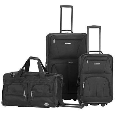 Afbeelding van Rockland 3 delige bagageset, helder, Zwart, Eén maat, Melbourne Hardside Uitbreidbare Spinner Wheel Bagage
