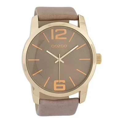 Afbeelding van OOZOO Timepieces Rosé goudkleurige horloge met oud roze leren band C9732