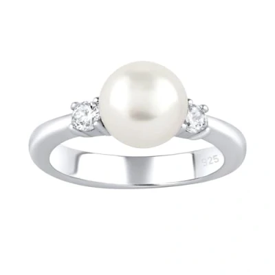 Afbeelding van SILVEGO Damesring van 925 sterling zilver met witte Parel en zirkonia, Zilver,