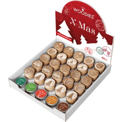 Afbeelding van Stempels en stempelkussen Woodies Christmas