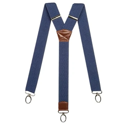 Afbeelding van Olata Werk Bretels Y Vorm met Bruin Leer en Karabijnhaken 4 cm. Blauw