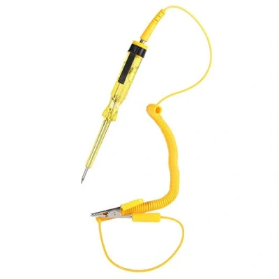 Afbeelding van 6V/24V auto elektrische circuit tester, Keenso lange sonde pen potlood zekering draad tester lamp voor lage spanning systemen zekeringschakelaar draden Geel Diagnostische instrumenten