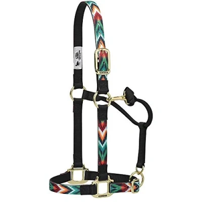 Afbeelding van Weaver Leather Chevron Verstelbare Nylon Paard Halter, Klein, Zwart/Multi