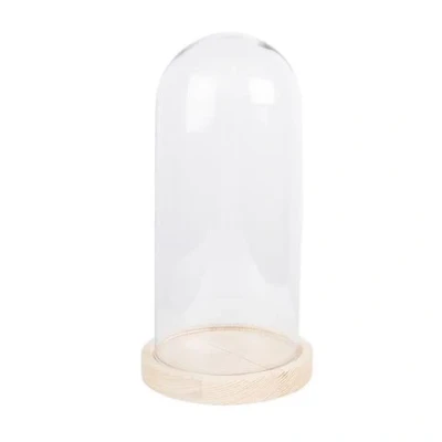 Afbeelding van Clayre &amp; Eef stolp Ø 13x26 cm Bruin Hout Glas Rond Glazen