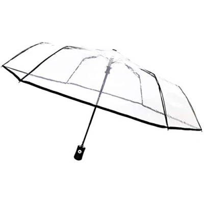 Afbeelding van Smati Transparant Basic Paraplu Opvouwbaar Stormbestendig Zwart Ø100cm