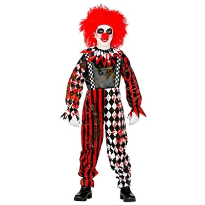 Afbeelding van Widmann Monster &amp; Griezel Kostuum Om Bang Van Te Worden Horror Clown Kind Jongen Rood, Zwart Maat 116 Halloween Verkleedkleding