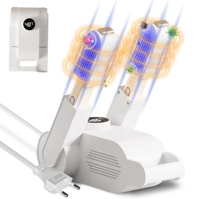 Afbeelding van elektrische schoenendroger, schoenen laarsdroger, skischoendroger, schoenwarmer, voetwarmer, handschoendroger, met timer, UV licht + actieve kool dubbel antibacterieel