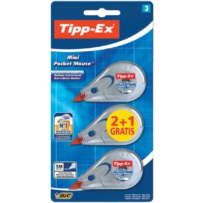 Afbeelding van Correctieroller Tipp ex mini pocket mouse 5mmx5m blister 2+1 gratis