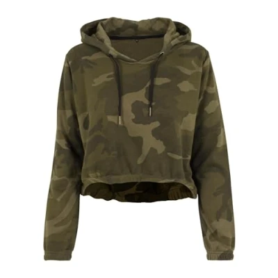 Afbeelding van KiarenzaFD Build Your Brand Ladies Camo Cropped Hoodie BY065