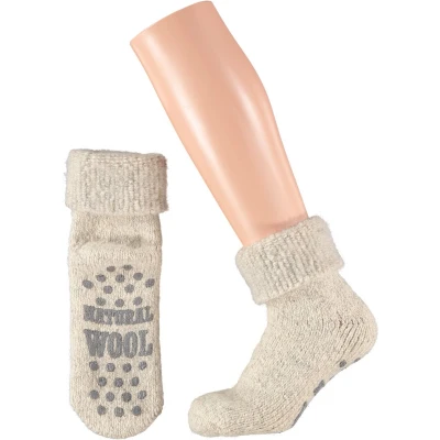 Afbeelding van Apollo Slofsok anti slip wol lekker warm Beige maat 39 42