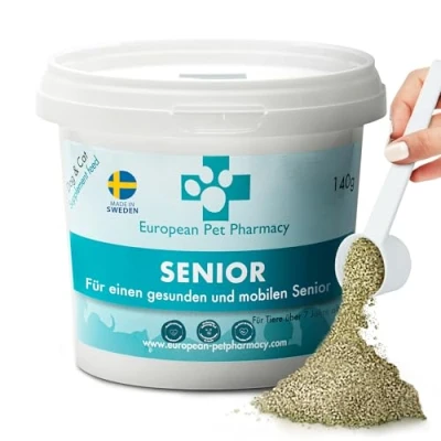 Afbeelding van European Pet Pharmacy Senior Joint Care Hond Voedingssupplement voor Senioren Gezamenlijk Complex Glucosamine Chondroïtine honden van 7+ jaar oud 140g poeder