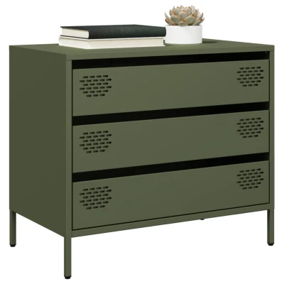 Afbeelding van Dressoir 68x39x58,5 cm koudgewalst staal olijfgroen
