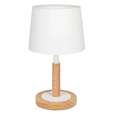 Afbeelding van Tomons bureaulamp, dimbaar LED lamp, van hout, moderne stijl, tafellamp, bedlamp, retro voor slaapkamer of in hotel café, wit