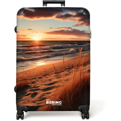 Afbeelding van NoBoringSuitcases.com® Koffer groot Reiskoffer lichtgewicht Zee bij zonsondergang Rolkoffer met 4 wielen Grote trolley XL 98 liter bagage