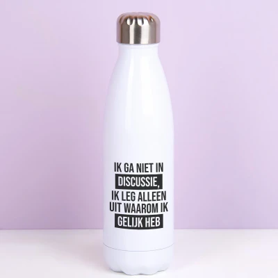 Afbeelding van Thermosfles Ik Ga Niet In Discussie Zilver van Ditverzinjeniet