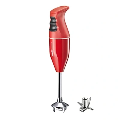 Afbeelding van bamix Staafmixer set EO140 CLASSIC incl. multifunctioneel mes van roestvrij staal, 140 Watt, 2 standen, Made in Switzerland, Rood/wit