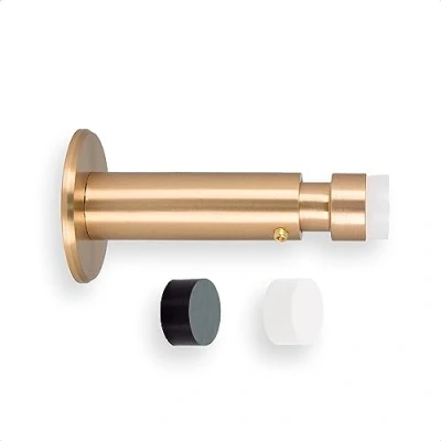 Afbeelding van EVI HERRAJES Verstelbare deurstopper van messing, dubbele installatie, zelfklevend of met achtergrond, incl. twee siliconen beschermfolies (wit en zwart), matte afwerking I 282DUALMT