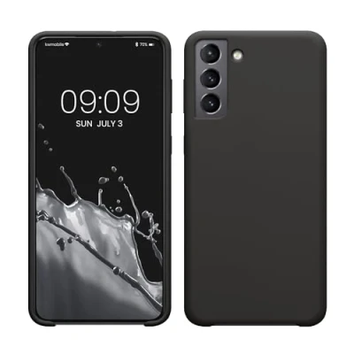 Afbeelding van kwmobile telefoonhoesje geschikt voor Samsung Galaxy S21 Plus Hoesje met siliconen coating Smartphone case in donkergrijs