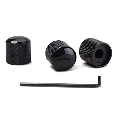 Afbeelding van Alnicov Precisie Gitaar Controle Knoppen Met (6.0MM) Dia. Shaft Potten Set van 3 Gekartelde Potentiometer Dome (Zwart)