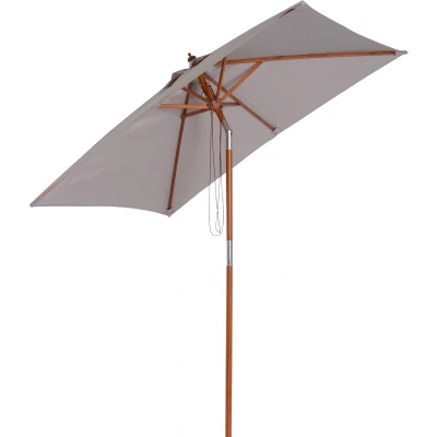 Afbeelding van Outsunny Zonnescherm tuinscherm knikbaar bescherming tegen de zon 3 delig hout+polyester KP D0GQ 5MQW