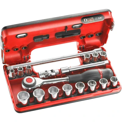 Afbeelding van Facom compacte doos 3/8&quot; 6 kant met ratel draaiend heft foam inlay J.360DBOX1