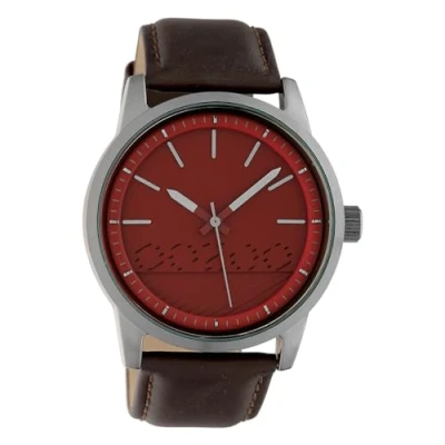 Afbeelding van OOZOO Timepieces Titanium horloge met donker bruine leren band C10306