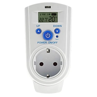 Afbeelding van ChiliTec Thermostaat, stopcontact met temperatuurregelaar, stopcontactthermostaat voor verwarming, ventilator, infraroodverwarming, koelapparaten
