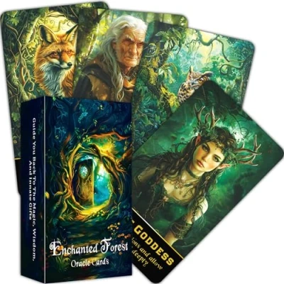 Afbeelding van QCFQCF Enchanted Forest Oracle Deck, kaarten voor beginners, ontdek mystieke wijsheid en natuurgeheimen spirituele begeleiding transformatie