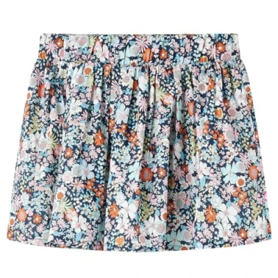 Afbeelding van Kinderrokje bloemenprint 128 donkerblauw