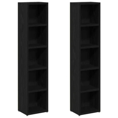 Afbeelding van vidaXL CD kasten 2 st 21x16x93,5 cm spaanplaat zwart eikenkleurig