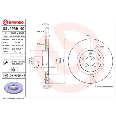 Afbeelding van Brembo Remschijf 09.4939.41