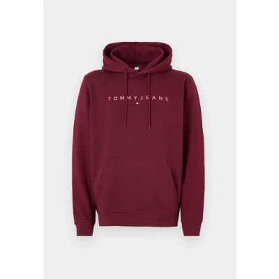 Afbeelding van Tommy Jeans Linear LOGO Hoodie Sweater, Heren, Maat: 60, Red wine
