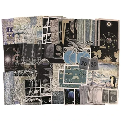 Afbeelding van Vintage stickers, scrapbook, accessoires, junk journal, scrapbooking, papier, journaling, benodigdheden, retro washi astronomie, arctische stickers voor bullet doe het zelf