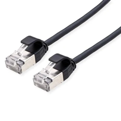Afbeelding van ROLINE F/UTP DataCenter Patchkabel Cat.6A (Class EA), LSOH, extra dun, zwart, 0,