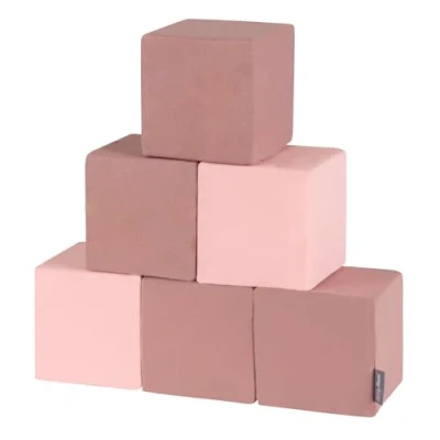 Afbeelding van KiddyMoon Foam Blokjes Voor Baby Zachte Blokken 6 Stuks Speelgoed Montessori Met En Veel Plezier Kinderen, Blokken: Erika Roze