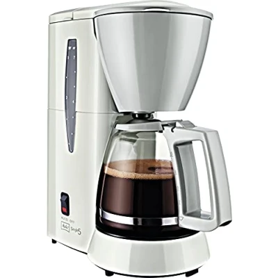 Afbeelding van Melitta Single5 klein filterkoffiezetapparaat met glazen kan druppelstop 5 kopjes wit (M720WH)