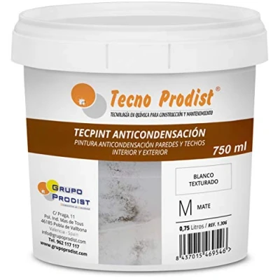 Afbeelding van Tecno Prodist de TECPINT ANTICONDENSACIÓN (750 ml) Pintura antivaho al agua para interior y exterior Paredes techos gran cobertura Fácil aplicar (BLANCO)